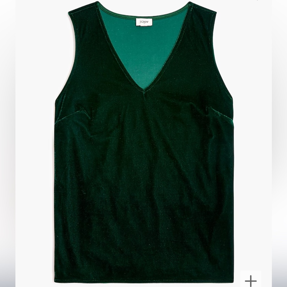 J. Crew Factory Emerald Velvet Sleeveless Top